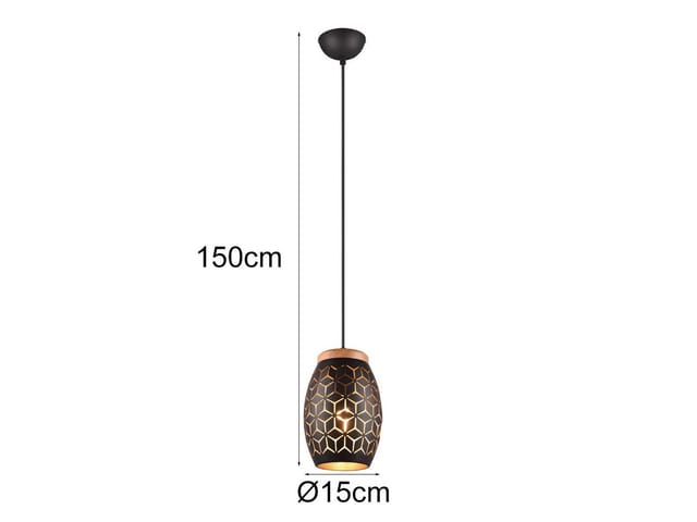 Meinewunschleuchte - Kleine Led Pendelleuchte In Schwarz/gold Mit Ausgefallenem Stanzmuster, Ø 15cm