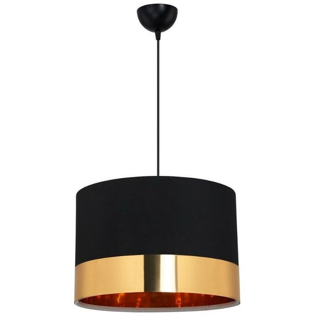 Alfina Pendelleuchte Aus Schwarzem Stoff Mit Goldenem Band Asz1665