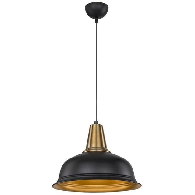 Rena Asz1341 Pendelleuchte Aus Schwarzem Metall Mit Goldener Innenseite