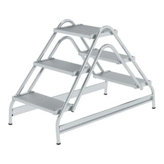Günzburger Steigtechnik - Arbeitspodest Beidseitig Begehbar Aluminium Geriffelt 2 X 3 Stufen - 050060