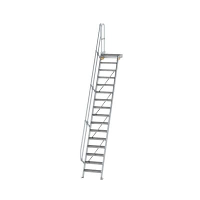 Günzburger Steigtechnik - Treppe Mit Plattform 60° Stufenbreite 600 Mm 16 Stufen Aluminium Geriffelt - 600376