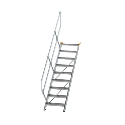 Günzburger Steigtechnik - Treppe 45° Stufenbreite 600 Mm 9 Stufen Aluminium Geriffelt - 600249