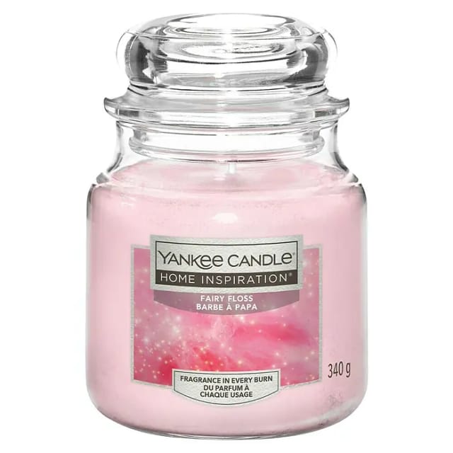 Yankee Candle - Duftkerze Mittleres Glas Fairy Floss 340 G, Rosa Duft Kerze