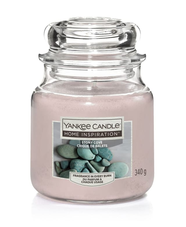Yankee Candle - Duftkerze Mittleres Glas Stony Cove 340 G, Grau Duft Kerze