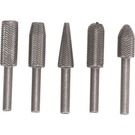 Satz Von 5 Winkelschleifer-fräsern Aus Wolframlegierung, 6 Mm Schaft: Rotationsfeilensatz (entgraten, Formen, Nuten)