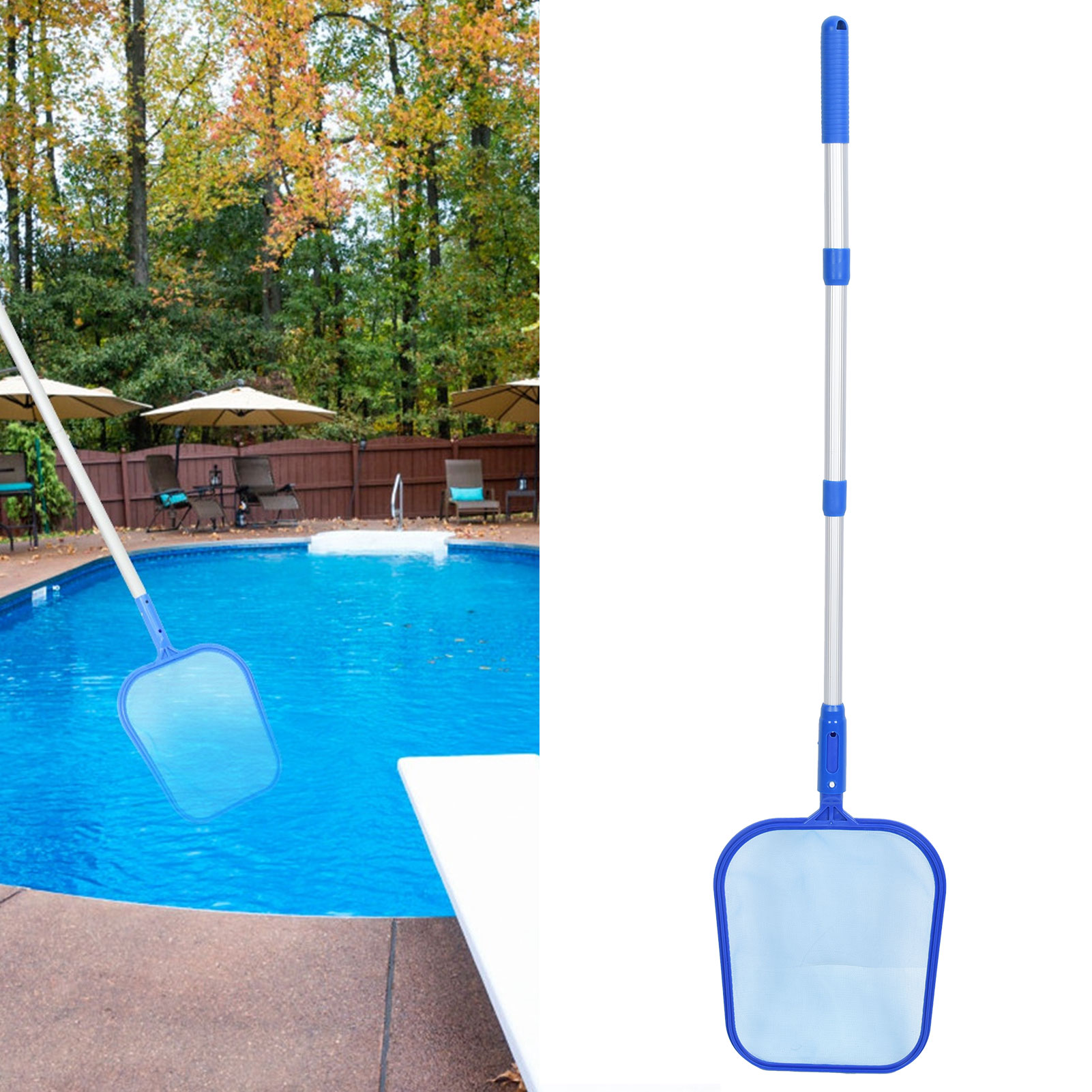 Poolreinigungszubehör: Skimmernetz, Laubkescher, Poolreinigungszubehör Mit 3-teiligem Teleskopstiel.