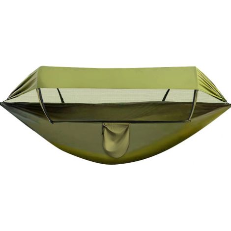 Armeegrüne, 260 & 140 Cm Lange, Kippsichere Nylon-hängematte, Einzel- Oder Doppelhängematte Für Den Außenbereich, Leichte Fallschirmhängematte Für Camping, Nylon-hängematte Mit Moskitonetz
