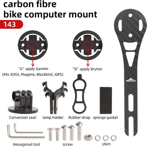 143-mm-computerhalterung Aus Kohlefaser, Fahrradcomputerrahmen Aus Kohlefaser, Computerrahmen Aus Aluminiumlegierung, Garmin-computerhalterung