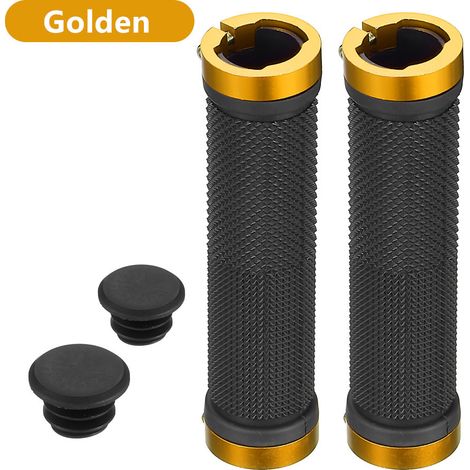 Goldene Lenkergriffe Ohne Etikett, Doppelseitige, Verriegelbare Lenkergriffe Aus Aluminiumlegierung, Rutschfeste Gummigriffe Für Fahrräder