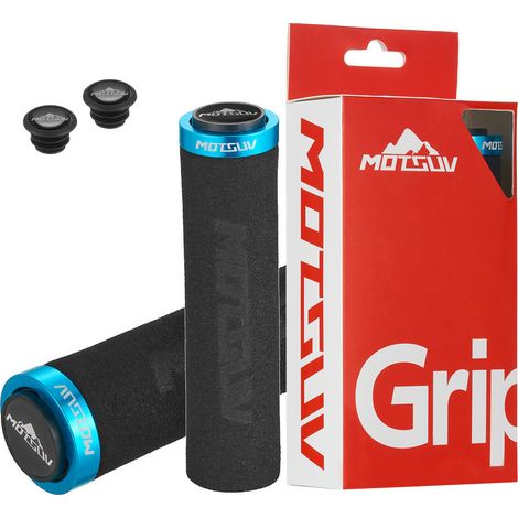 Schwarze Und Blaue Ringe, Fahrradlenkergriffe, Ultraleichte Lenker Aus Aluminiumlegierung Mit Verriegelung, Rutschfeste Und Stoßdämpfende Schaumstoffgriffe, Fahrradzubehör.