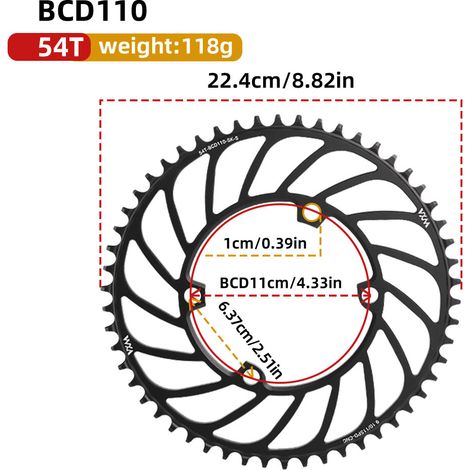 54t Universal-kettenblatt Mit 4 Löchern Und Klauen Für Fahrräder, Singlespeed, 110 Mm Lochkreis, Positive Und Negative Zähne, 36t, 38t, 40t, 4250t, 58t