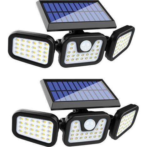 Solarleuchten Für Den Außenbereich (2er-set), 74 Leds, Wasserdicht (ip65), 360°-weitwinkelbeleuchtung, Mit Bewegungsmelder, Für Garten Und Eingangsbereich