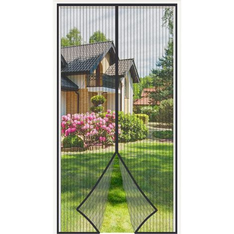 Magnetisches Tür- Und Fenster-moskitonetz 95 X 210 Cm, Kein Bohren Erforderlich, Fliegen- Und Insektenschutzgitter Mit Klebestreifen, Sehr Feines Netzgewebe, Automatischer Verschluss, Schwarz