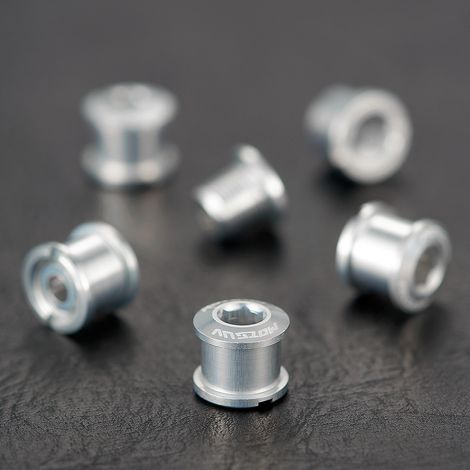 Set Mit 5 Doppelt Versilberten Platten. Farbig Eloxierte Fahrradkettenblattschrauben 4,9/6,4 Mm, Einzel-/doppelkettenblattschrauben Aus 7075 Aluminiumlegierung.