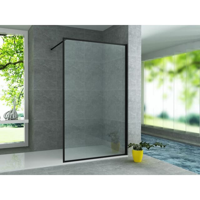 Aloni Duschwand Duschabtrennung Schwarz-mattes Profil 8mm 1000x2000mm