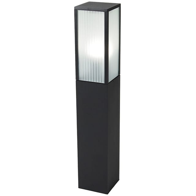 Qazqa - Smarte Steh-außenleuchte Schwarz Mit Geriffeltem Glas 80 Cm Inkl. Wlan A60 - Charlois