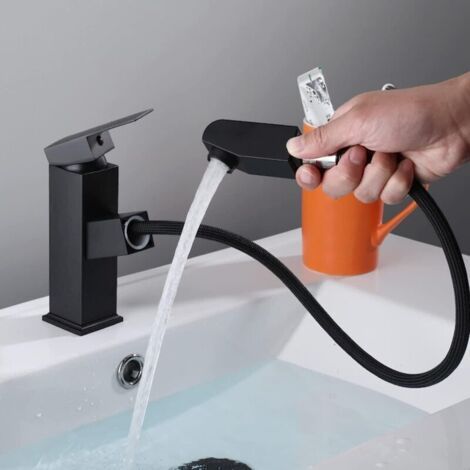 Barkbusters Waschtischarmatur Mit Ausziehbrause – Schwarze Badarmatur, Modernes Design, Höhe 18 Cm
