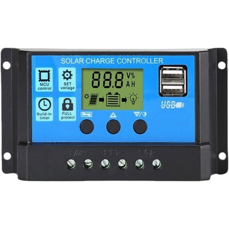 Onduleur Solaire - Contrôleur De Charge 30a - Noir - 12v/24v - Écran Lcd - Usage Domestique