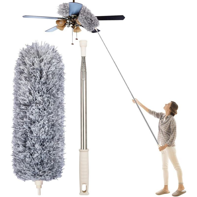 Plumeau Microfibre Extensible 76,2 À 254,4 Cm – Poignée En Acier Inoxydable – Nettoyage Ventilateurs, Stores, Luminaires