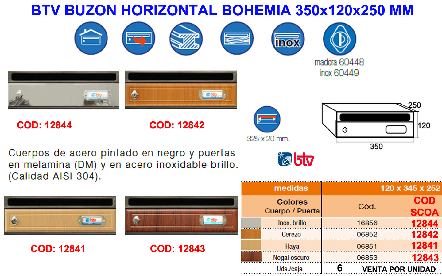 Horizontale Briefkasten Aus Buchenholz Bohemia 350x120x250 Mm