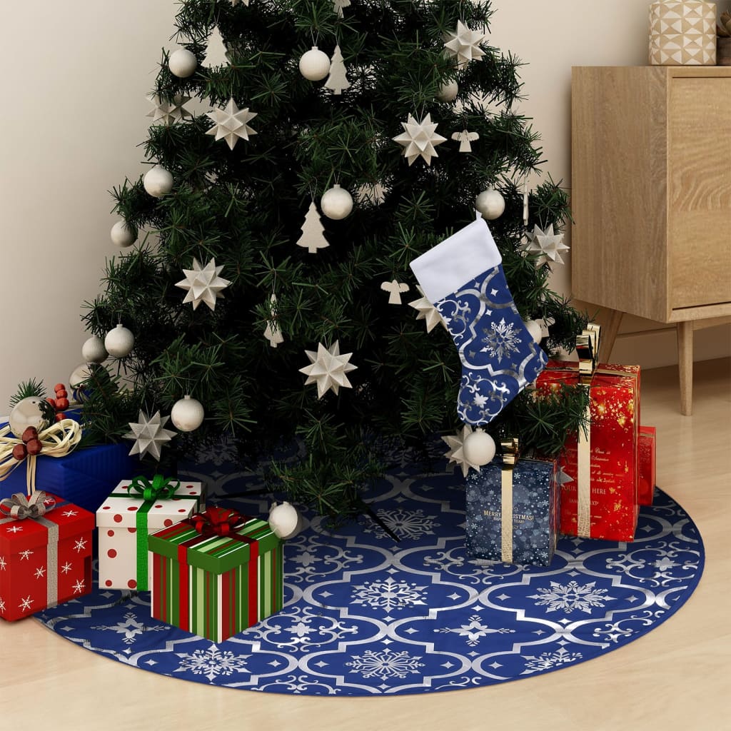Luxus-weihnachtsbaumdecke Mit Socke Blau 122 Cm Stoff