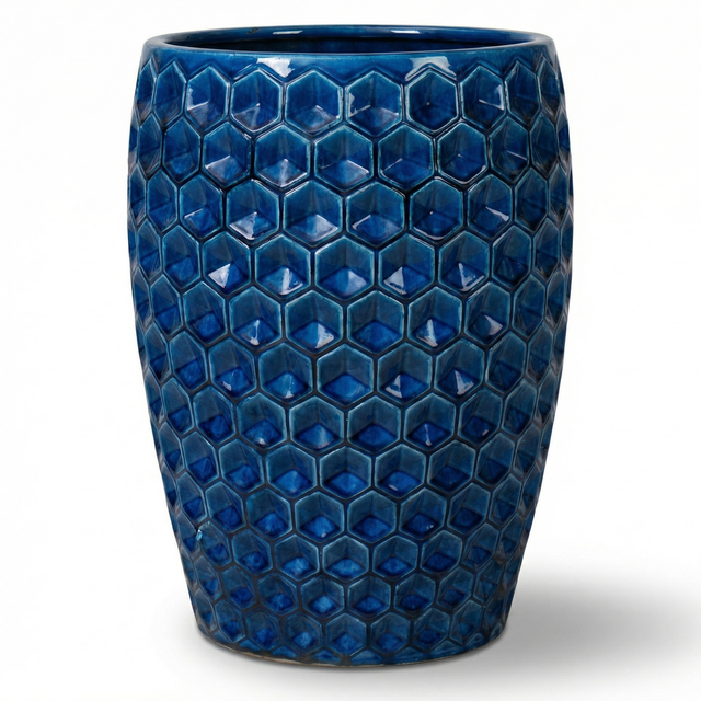Provencelia Pflanzkübel Versailles Ø38 Cm Höhe 54 Cm Frostbeständig, Keramisch, Handgefertigt, Blau