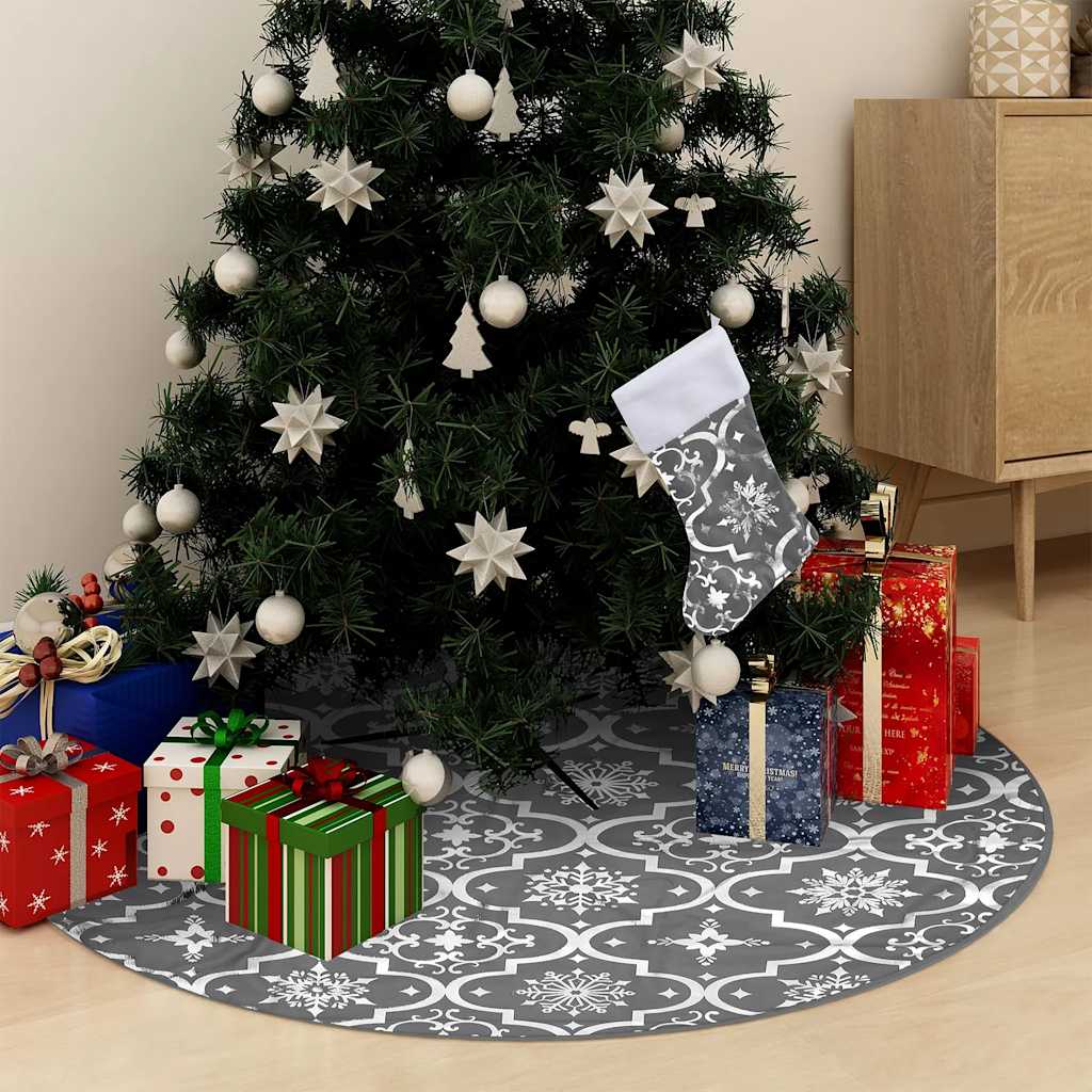 Luxus-weihnachtsbaumdecke Mit Socke Grau 122 Cm Stoff