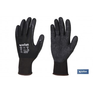 Pack Mit 12 Polyester-latex-handschuhen Schwarz T-7