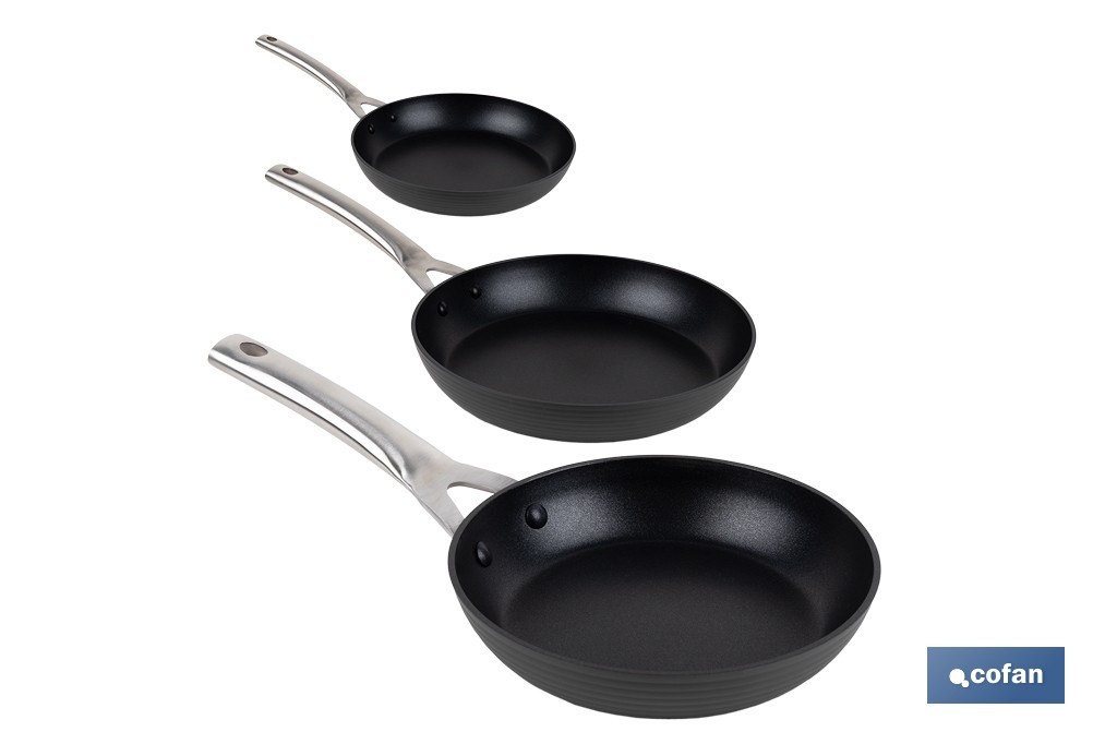 Pack Von 3 Vollinduktionspfannen Aus Gegossenem Aluminium 20 24 28 Cm