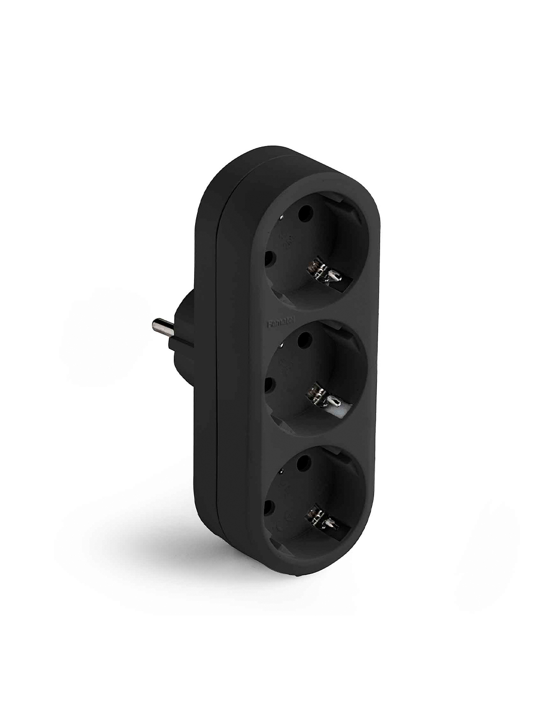 Dreifachadapter 2p+t 16a 250v Mit Vorderem Kabelanschluss Schwarz