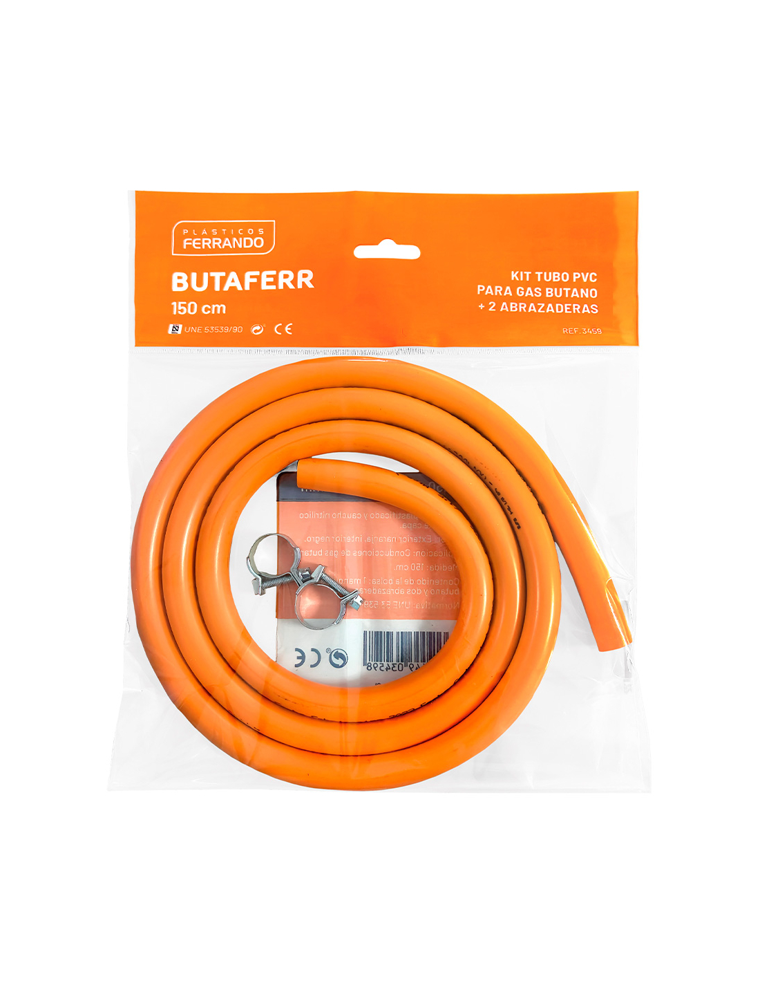 Pvc-rohr Butan 1,5 M Ø9 Mm Mit Schlauchschellen