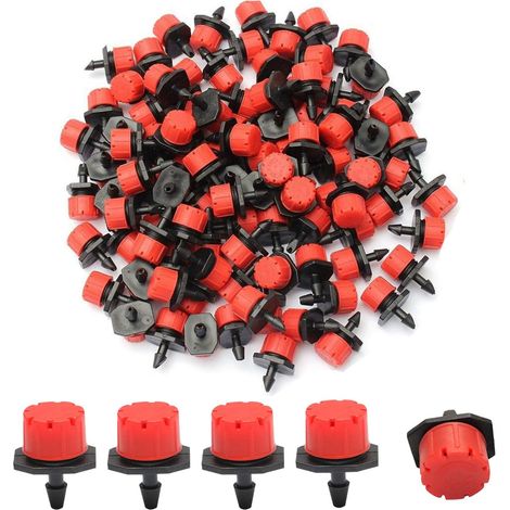 Verstellbare Bewässerungströpfchen – 100er-pack – 360° Verstellbar – 8 Ausgänge – Für 4/7 Mm (1/4") Schläuche – Für Blumenbeete Und Gärten