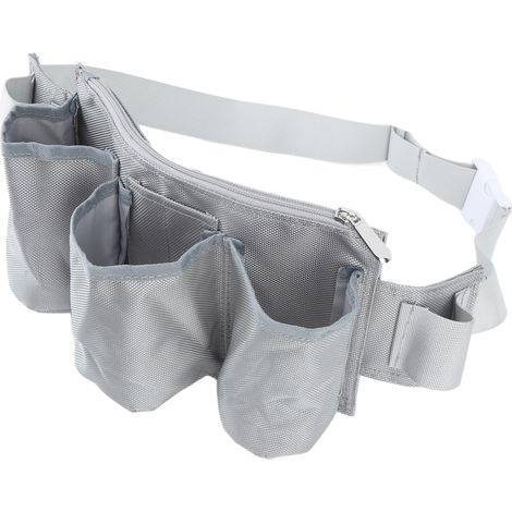 Gartengerätegürtel, 6 Taschen, 2 Gurte, Wasserdichtes Oxford-gewebe, Verstellbare Werkzeugtasche, Grau