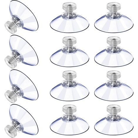 Set Mit 12 Transparenten Pvc-saugnäpfen Mit Metallmuttern – Zur Befestigung Auf Glatten Oberflächen, Glas Und Spiegeln – Stoßfest Für Bad Und Küche