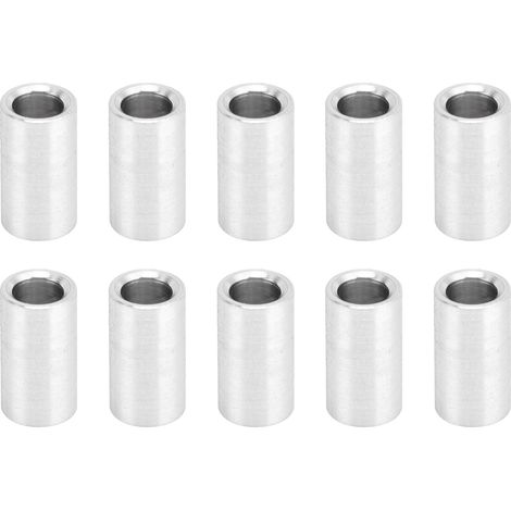 Packung Mit 10 Runden Distanzstücken Aus Aluminiumlegierung, Ohne Gewinde, Zur Befestigung, 6 Mm Außendurchmesser, 12 Mm Länge