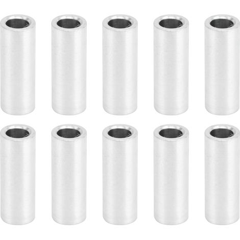 Packung Mit 10 Runden Distanzstücken Aus Aluminiumlegierung, Ohne Gewinde, 6 Mm Außendurchmesser, 14 Mm Länge