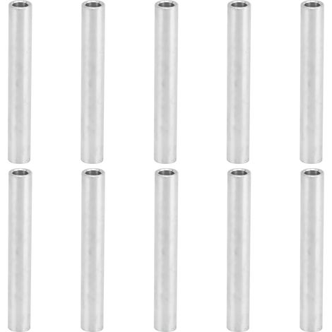 Packung Mit 10 Runden Distanzstücken Aus Aluminiumlegierung, Ohne Gewinde, 6 Mm Außendurchmesser, 43 Mm Länge