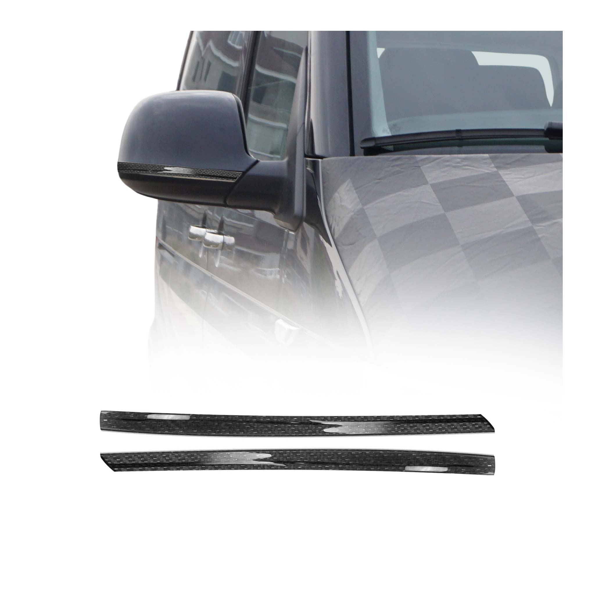 Omac Garniture De Coque De Rétroviseur Compatible Avec Vw T5 Caravelle 2010-2015, Bande Décorative De Rétroviseur, Noir 2 Pcs