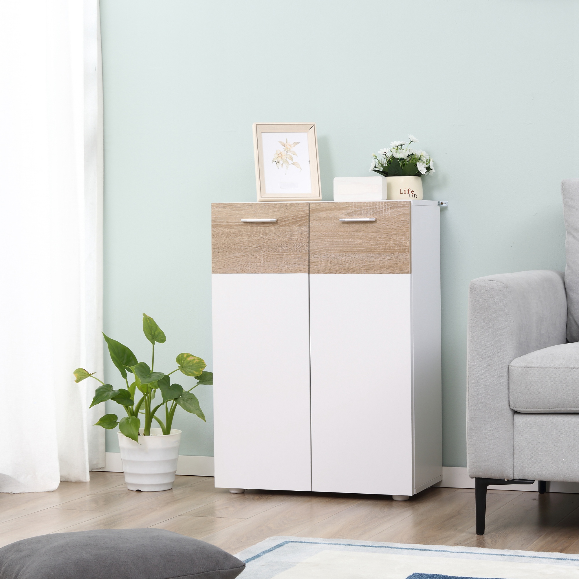 Kleankin Badezimmer-unterschrank Mit 2 Türen Und Verstellbaren Einlegeböden, Vielseitiges Holzmöbelstück Für Wohnzimmer, Küche Und Esszimmer, 60 X 30 X 85 Cm, Weiß