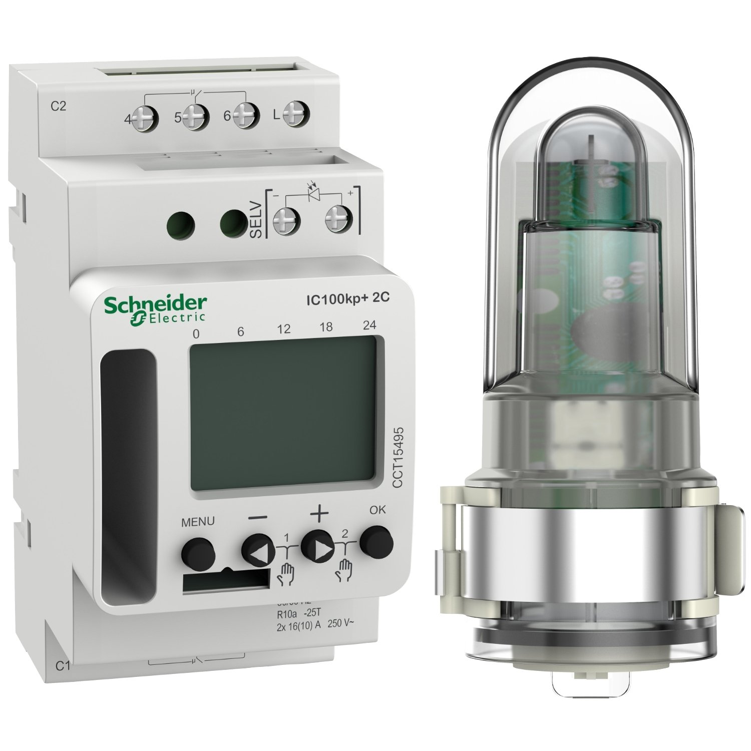 Ic100kp+ Smart Dämmerungsschalter Mit Lichteinstellung Von 1 Bis 99.000 Lux Und 2 Steckdosen