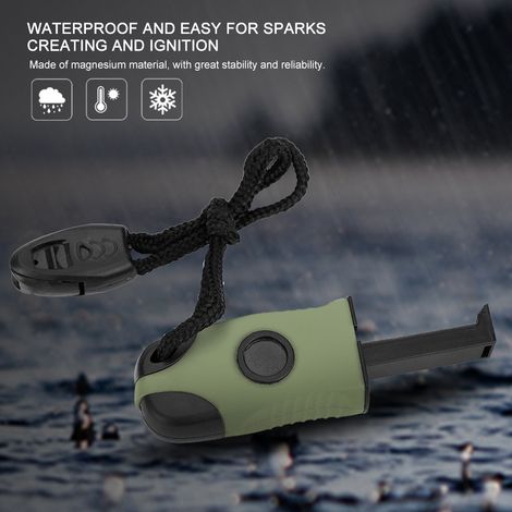 Überlebens-feuerstarter Aus Magnesium Für Schnelles Entzünden, Ideal Für Camping, Wandern Und Outdoor-abenteuer, Grüne Tarnfarbe.