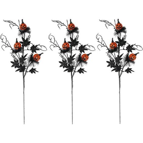 Künstliche Schwarze Kürbiszweige Für Halloween (3er-set)