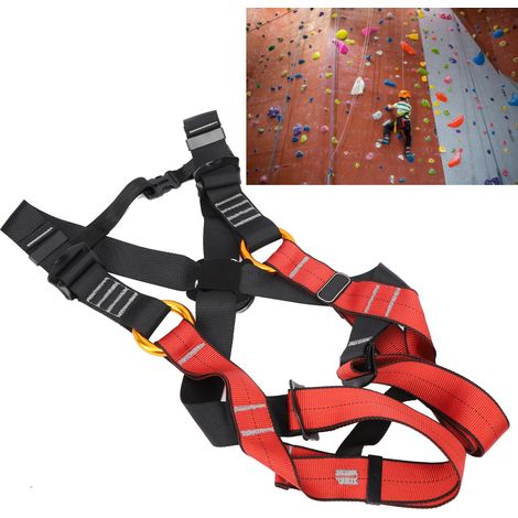 Kindersicherheitsgurt Zum Klettern Und Für Klettersteige, Strapazierfähiges Schwarzes Und Rotes Polyester - Größe L (10-14 Jahre)