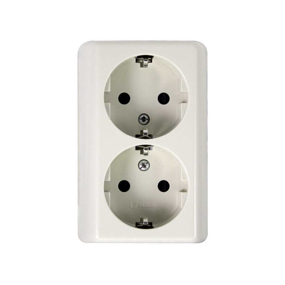 Doppelter Weißer Schuko-stecker 16a Simon