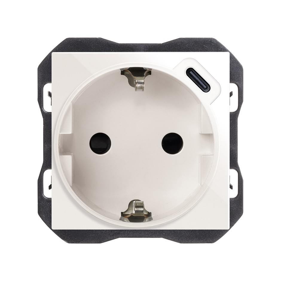 Schuko-basis 16a 250v Mit Usb-c-ladeanschluss 10,5w Weiß Simon 270