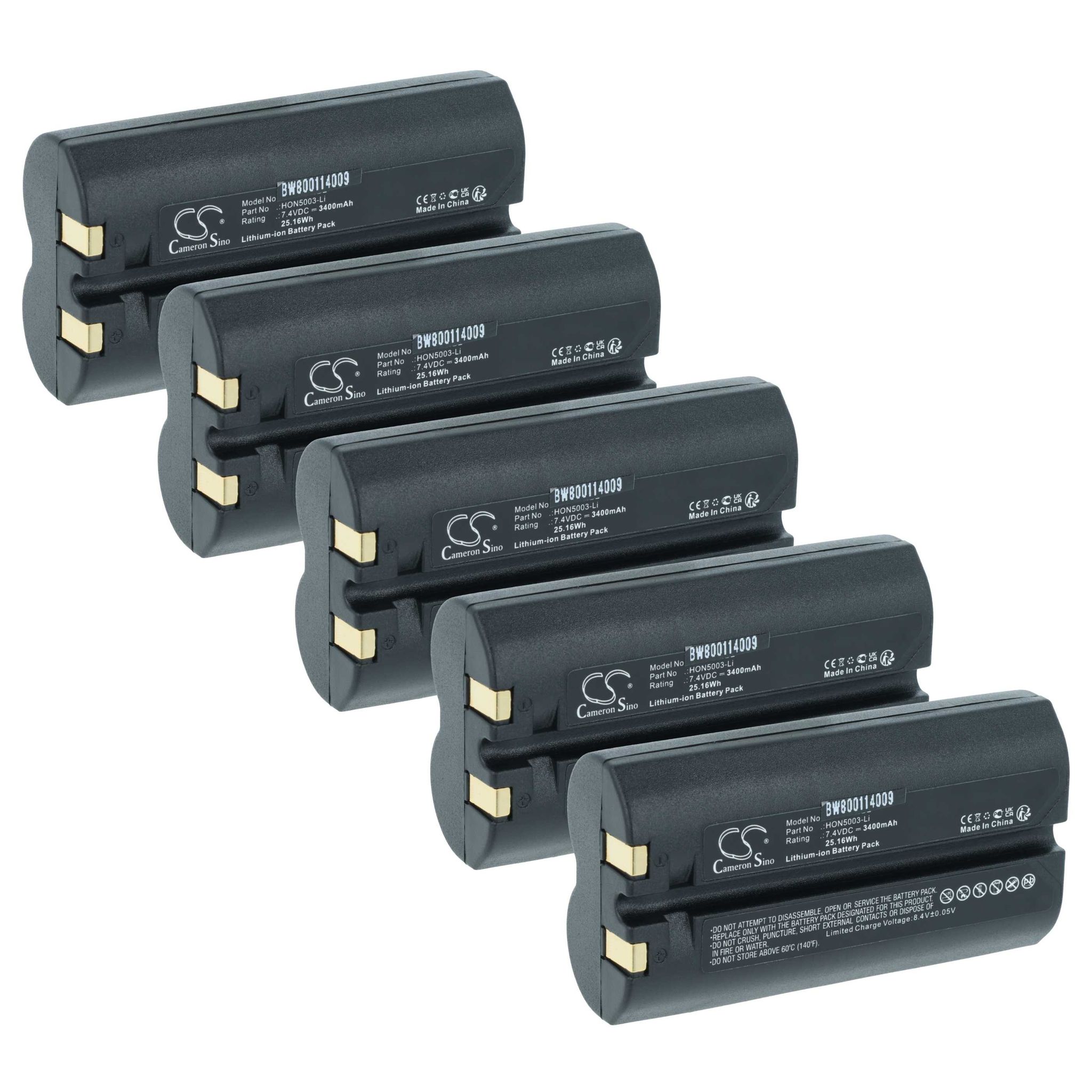Vhbw 5x Akku Kompatibel Mit Sony 550039-100, 550030-000, 550039-000, Cmd-x1000 Barcodescanner Pos (3400 Mah, 7,4 V, Li-ion)