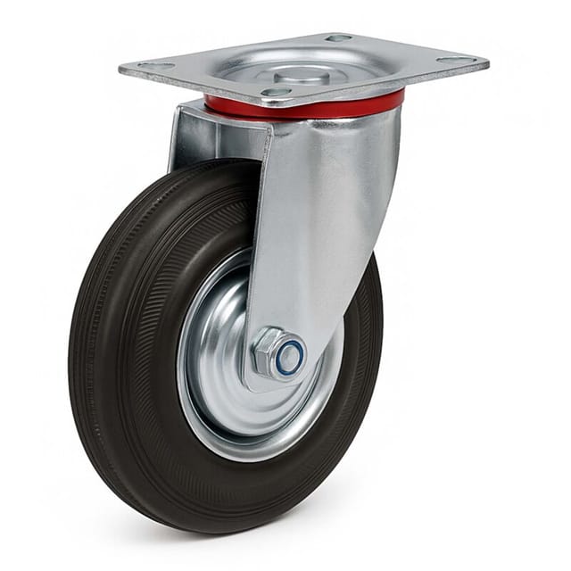 Wiltec - Lenkrolle Ø75mm Bis 50kg Tragkraft Mit Gummirad, Ungebremst, Leiser Lauf, Transportrolle Möbelrolle Laufrolle Möbel-lenkrolle