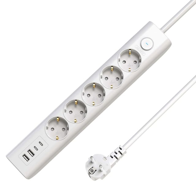 Usb Schuko Steckdosenleiste 5 Steckdosen Mit Schalter 1,5 M, Weiß, Mc-gru00515ws-usb - Microconnect