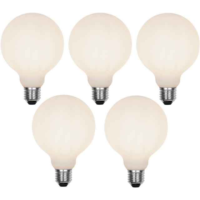Luedd - Set Mit 5 E27 3-stufig Dimmbare Led-lampe G95 Milchglas 5w 550 Lm 2700k