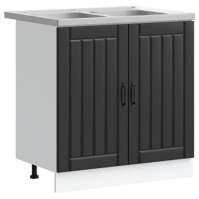Küchenschrank Mit Tür Lucca 2 Pcs Schwarz 80 X 46 X 81.5 Cm Vidaxl